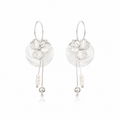 Sterling Silver Clover Pearl Drop Earrings