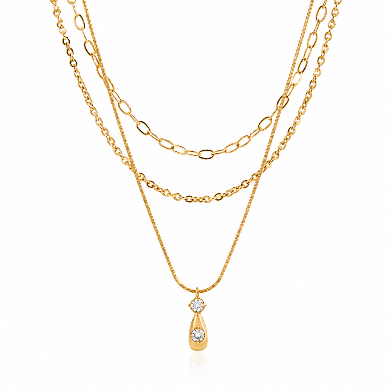 Teardrop Layered CZ Necklace
