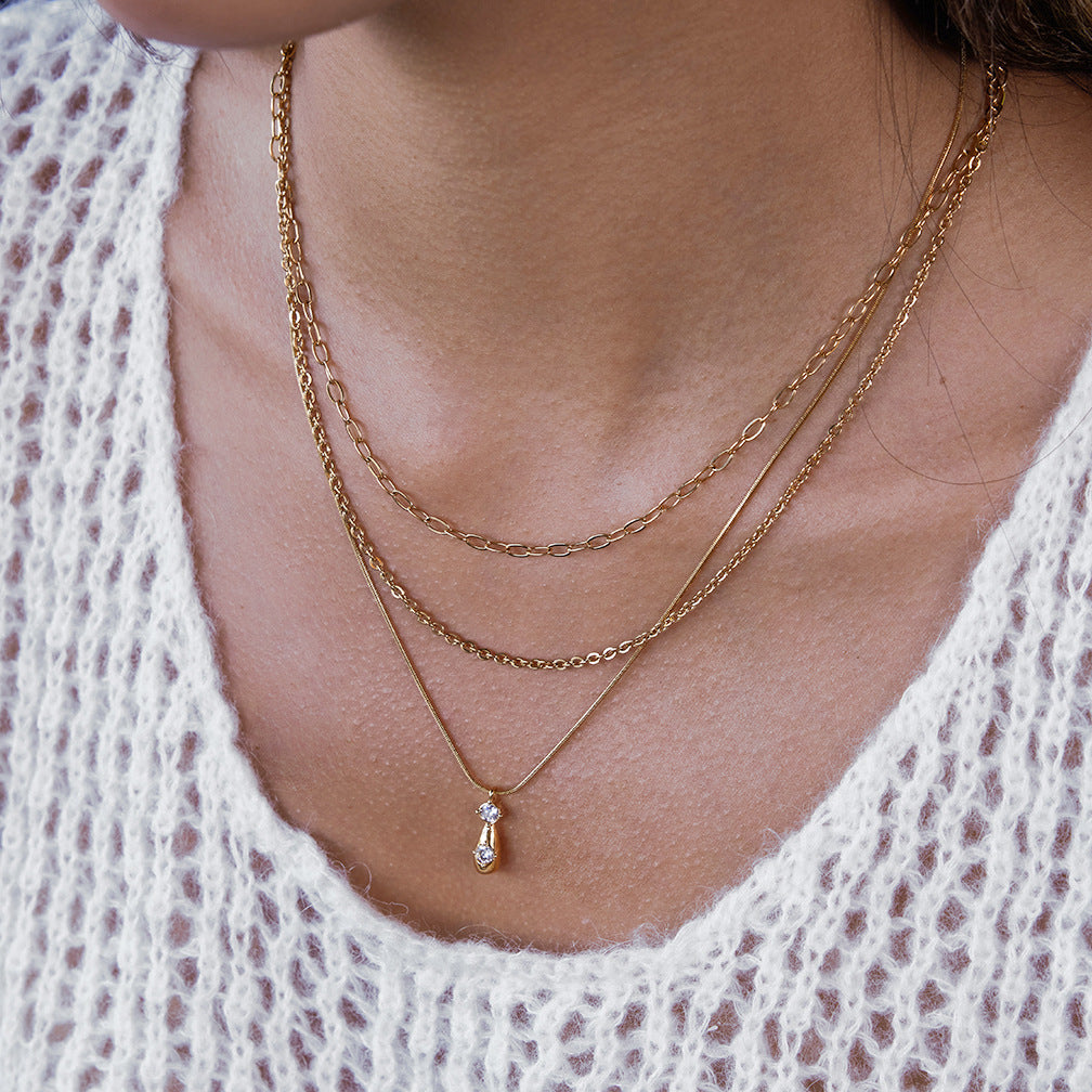 Teardrop Layered CZ Necklace