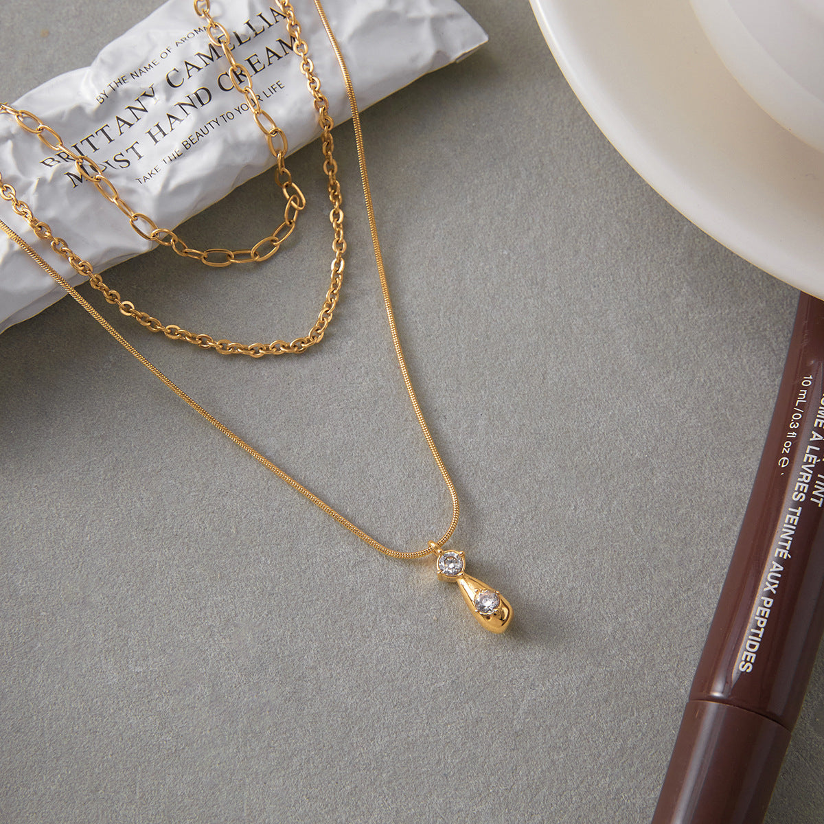 Teardrop Layered CZ Necklace