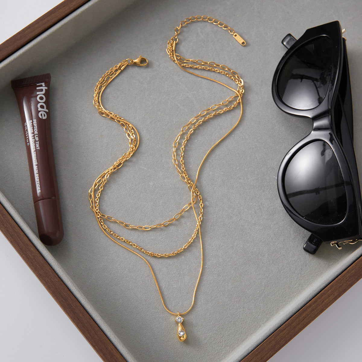 Teardrop Layered CZ Necklace